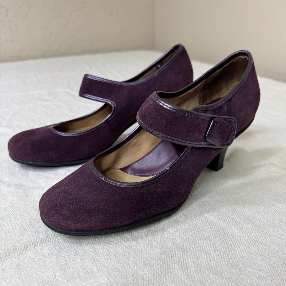 Croft & Barrow Women's Suede Josephine Mary Jane Pumps Heels Size 7.5 Burgundy